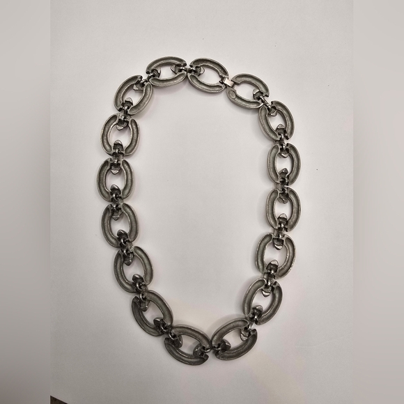 Hobe Chunky Silver Metal Chain Link Vintage Necklace - Picture 4 of 8